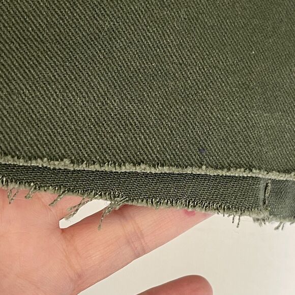 Forever 21 Womens Skirt Sz Large Knee length Green Olive Button down Raw Hemmed - Picture 10 of 12